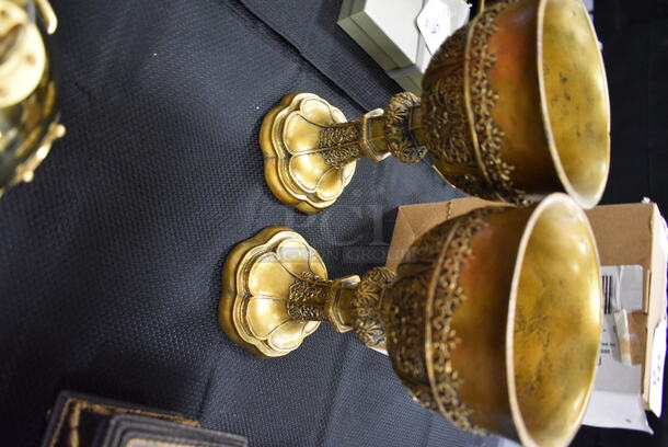 2 Medievil Design Toscano Gold Painted Holy Grail. 2x Your Bid! - Image 3 of 6