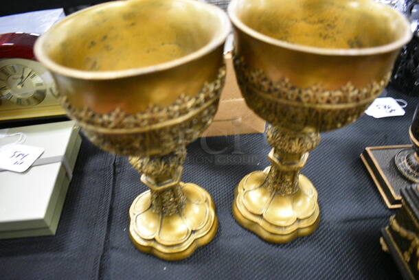 2 Medievil Design Toscano Gold Painted Holy Grail. 2x Your Bid! - Image 4 of 6