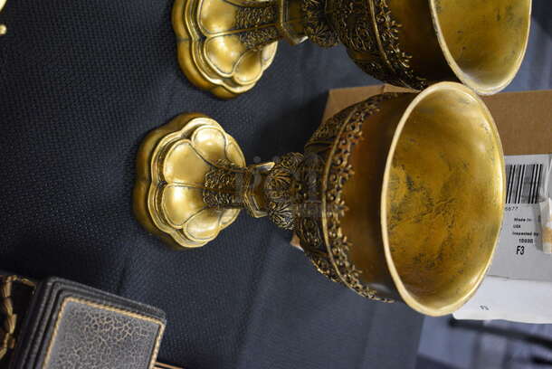 2 Medievil Design Toscano Gold Painted Holy Grail. 2x Your Bid! - Image 6 of 6