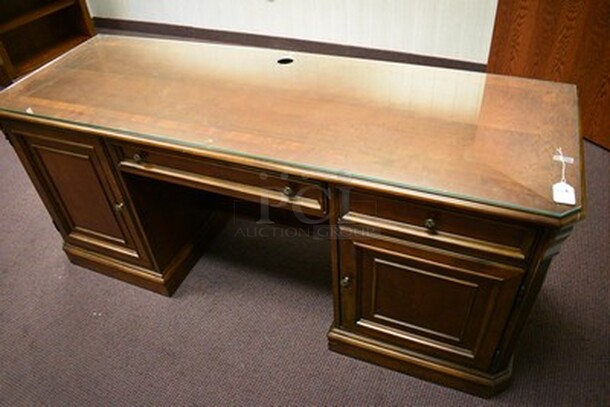 BEAUTIFUL! Custom Made Hooker Brand Desk With Printer Drawer, Note Card Organizer, and Built In Outlets, USB, Internet Hookups. 72x24x31. - Image 2 of 12