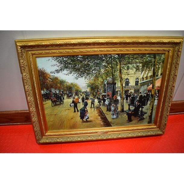 INCREDIBLE! Paris Street Scene Oil Painting by Jean Beraud In Custom Frame From Art Dealer Ed Mero! 45x3x33. - Image 1 of 11