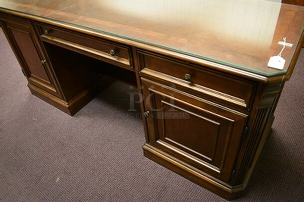 BEAUTIFUL! Custom Made Hooker Brand Desk With Printer Drawer, Note Card Organizer, and Built In Outlets, USB, Internet Hookups. 72x24x31. - Image 3 of 12