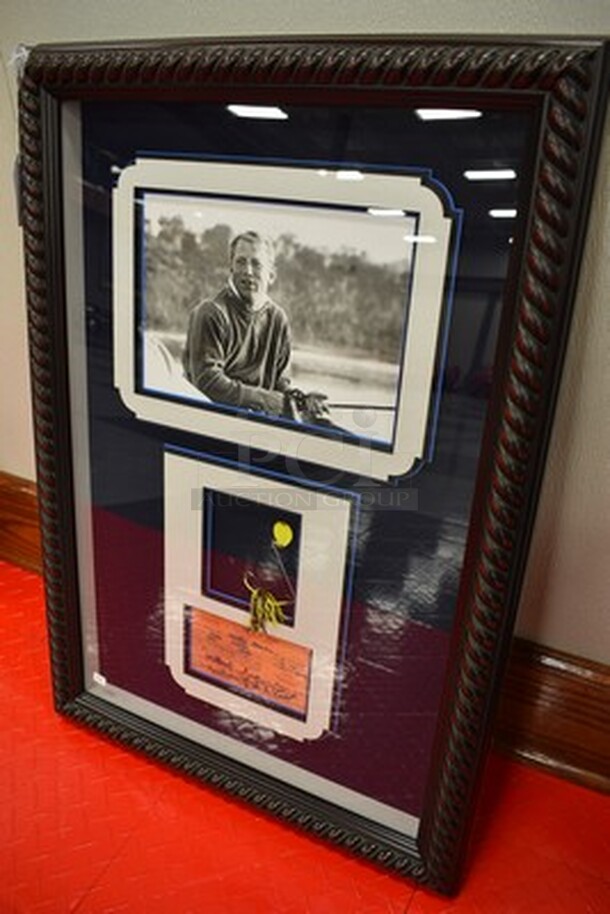 RARE! Shadow Box Containing Mickey Mantle's Fishing Lure Bought From Mickey Mantle Estate Sale, Reproduction of Mickey Mantle Fishing License and Picture of Mickey Mantle. Comes with Certificate of Authenticity! - Image 2 of 11