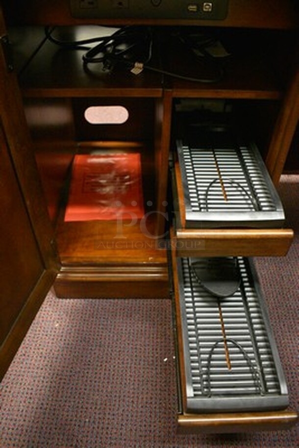 BEAUTIFUL! Custom Made Hooker Brand Desk With Printer Drawer, Note Card Organizer, and Built In Outlets, USB, Internet Hookups. 72x24x31. - Image 7 of 12
