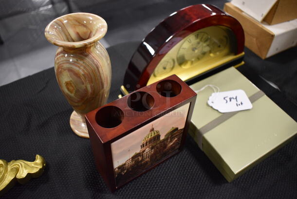 Lot Of Various Office Decor. Includes Clock, Pencil Holder, and Calculator. All In One Money! - Image 3 of 9