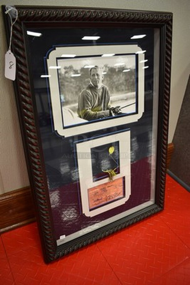 RARE! Shadow Box Containing Mickey Mantle's Fishing Lure Bought From Mickey Mantle Estate Sale, Reproduction of Mickey Mantle Fishing License and Picture of Mickey Mantle. Comes with Certificate of Authenticity! - Image 3 of 11
