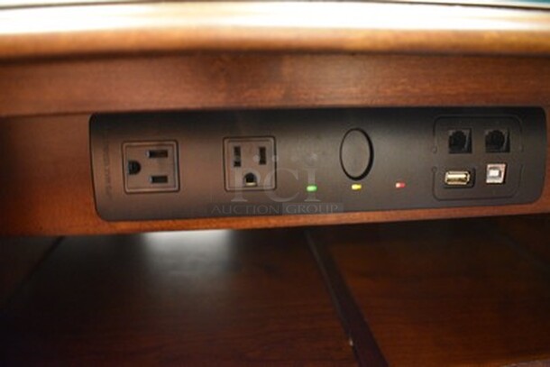 BEAUTIFUL! Custom Made Hooker Brand Desk With Printer Drawer, Note Card Organizer, and Built In Outlets, USB, Internet Hookups. 72x24x31. - Image 8 of 12