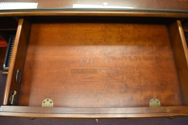 BEAUTIFUL! Custom Made Hooker Brand Desk With Printer Drawer, Note Card Organizer, and Built In Outlets, USB, Internet Hookups. 72x24x31. - Image 9 of 12
