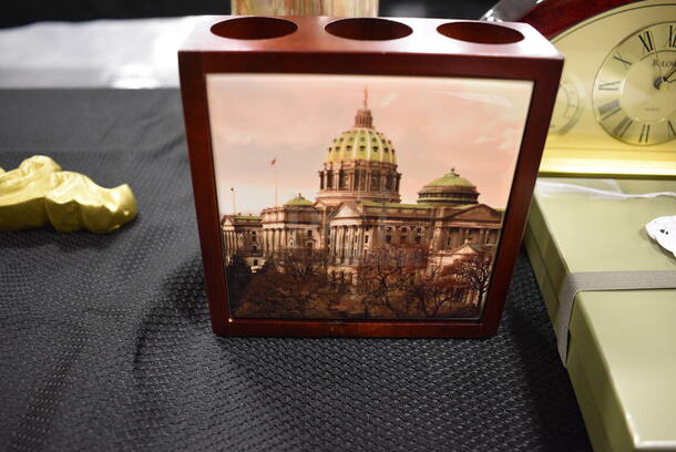Lot Of Various Office Decor. Includes Clock, Pencil Holder, and Calculator. All In One Money! - Image 5 of 9