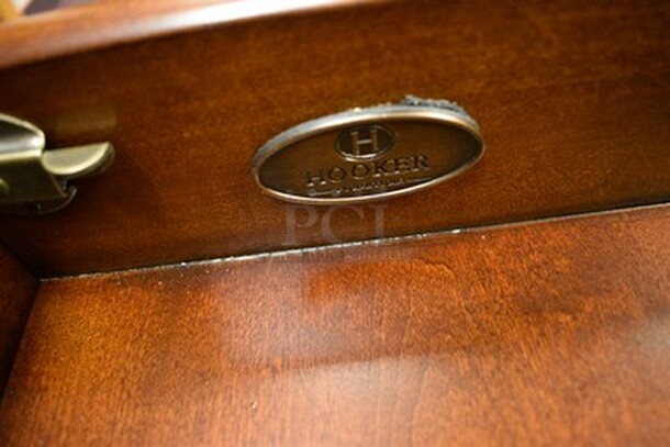 BEAUTIFUL! Custom Made Hooker Brand Desk With Printer Drawer, Note Card Organizer, and Built In Outlets, USB, Internet Hookups. 72x24x31. - Image 10 of 12