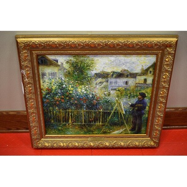 STUNNING! Monet Painting in His Garden Oil Painting By Pierre Auguste Renoir In Custom Frame From Art Dealer Ed Mero! 31x2x28