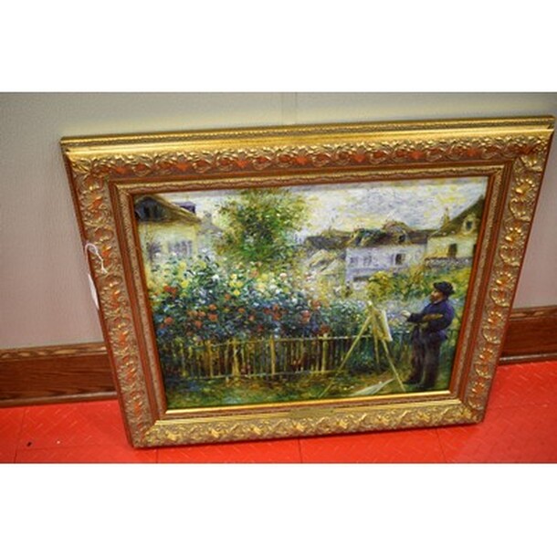 STUNNING! Monet Painting in His Garden Oil Painting By Pierre Auguste Renoir In Custom Frame From Art Dealer Ed Mero! 31x2x28 - Image 3 of 8