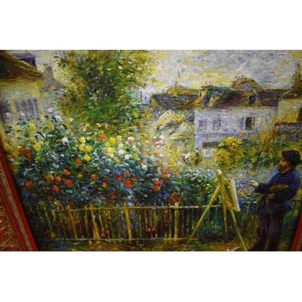 STUNNING! Monet Painting in His Garden Oil Painting By Pierre Auguste Renoir In Custom Frame From Art Dealer Ed Mero! 31x2x28 - Image 4 of 8