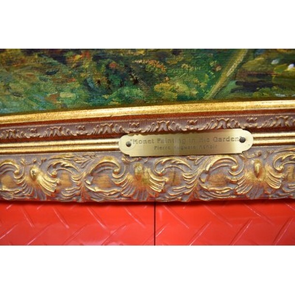 STUNNING! Monet Painting in His Garden Oil Painting By Pierre Auguste Renoir In Custom Frame From Art Dealer Ed Mero! 31x2x28 - Image 5 of 8
