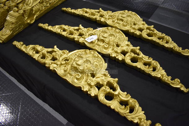 3 Lion Gold Colored Wall Decor! 38x1.5x9. 3x Your Bid! - Image 2 of 6