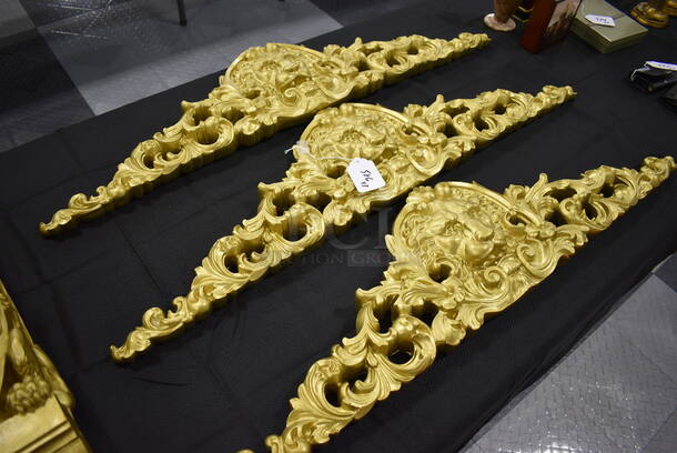 3 Lion Gold Colored Wall Decor! 38x1.5x9. 3x Your Bid! - Image 3 of 6