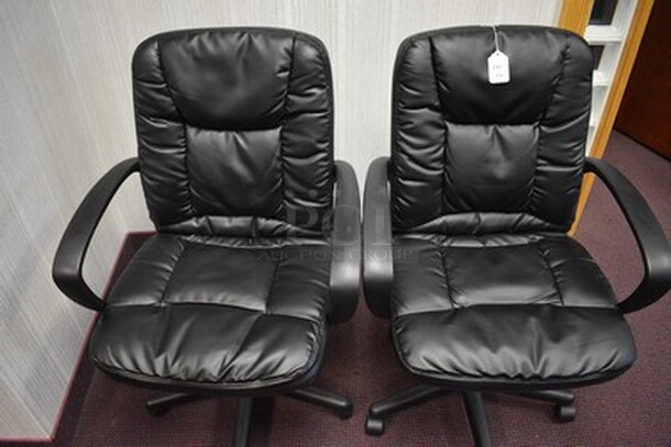 2 Black Swivel Office Chairs. 2X Your Bid! - Image 1 of 6