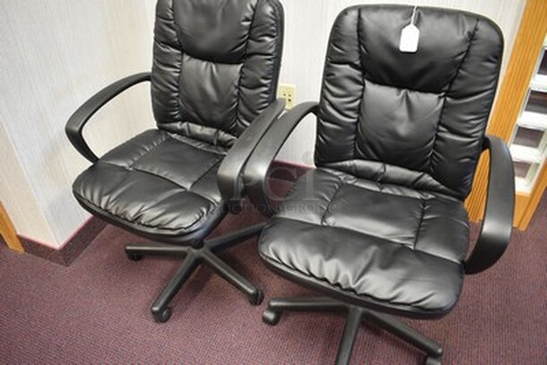 2 Black Swivel Office Chairs. 2X Your Bid! - Image 2 of 6