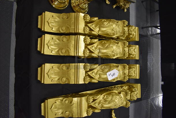 4 Gold Colored Wall Decor. 4x7x27. 4x Your Bid!