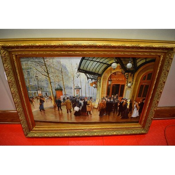 ASTOUNDING! Outside The Theater Du Vaudeville Oil Painting By Jean Beraud In Custom Frame From Art Dealer Ed Mero! 45x2x33 - Image 3 of 10