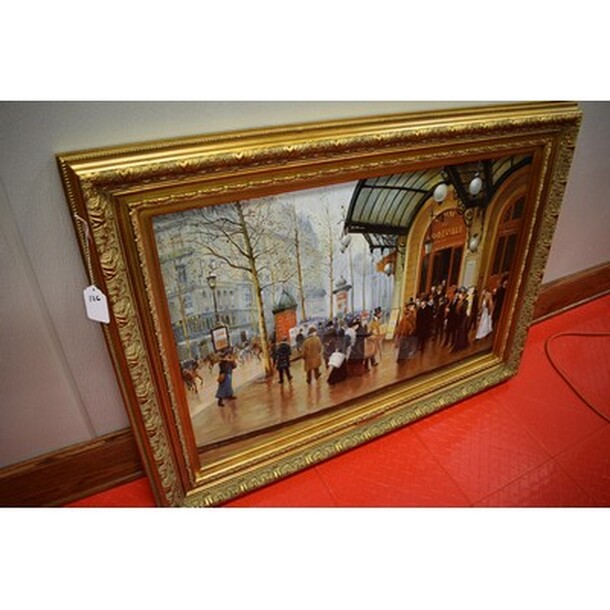 ASTOUNDING! Outside The Theater Du Vaudeville Oil Painting By Jean Beraud In Custom Frame From Art Dealer Ed Mero! 45x2x33 - Image 4 of 10