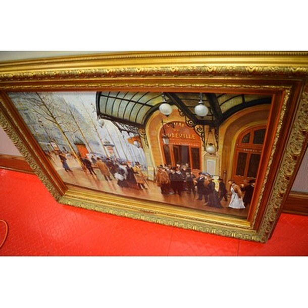 ASTOUNDING! Outside The Theater Du Vaudeville Oil Painting By Jean Beraud In Custom Frame From Art Dealer Ed Mero! 45x2x33 - Image 5 of 10
