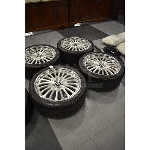 4 BARELY USED! Bentley GT Tires With Aluminum Rims For 21in Rims. Comes With Box of Lugs. 4x Your Bid! - Image 3 of 10