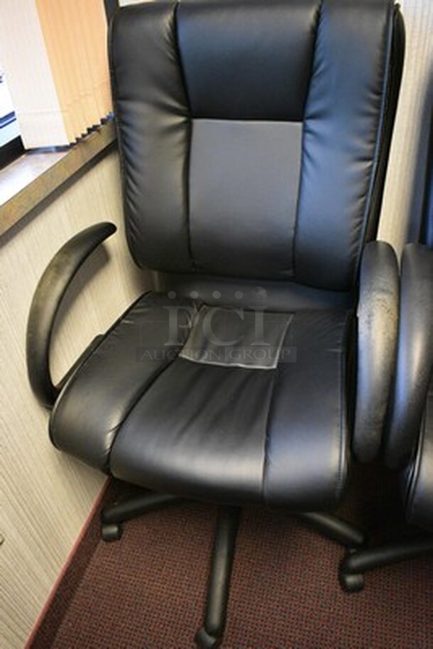 3 Black Swivel Office Chairs. 3X Your Bid! - Image 2 of 5