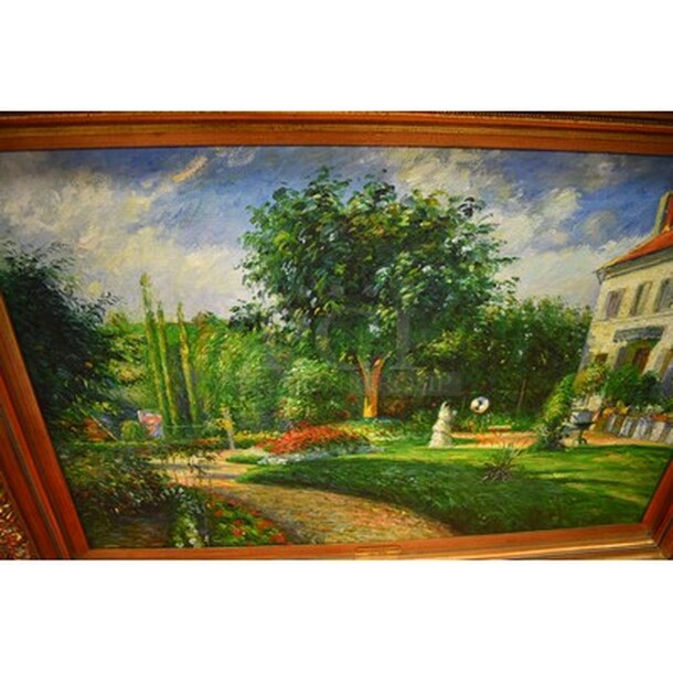 BREATHTAKING! Gardens Of Les Mathurins At Pontoise Oil Painting By Camille Pissarro In Custom Frame From Art Dealer Ed Mero! 48x3x37 - Image 4 of 11