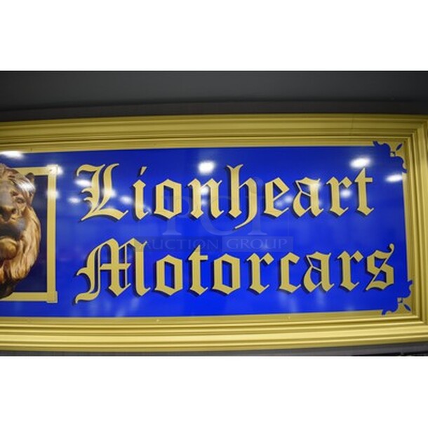 ONE OF A KIND! Lionheart Motorcars Sign In Custom Frame. 128x4x53. Unit Will Be Removed Prior To Pick Up Day - Image 4 of 6
