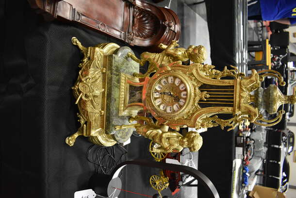 AMAZING! Quartz Gold Colored Clock! 13x8x23 - Image 1 of 7
