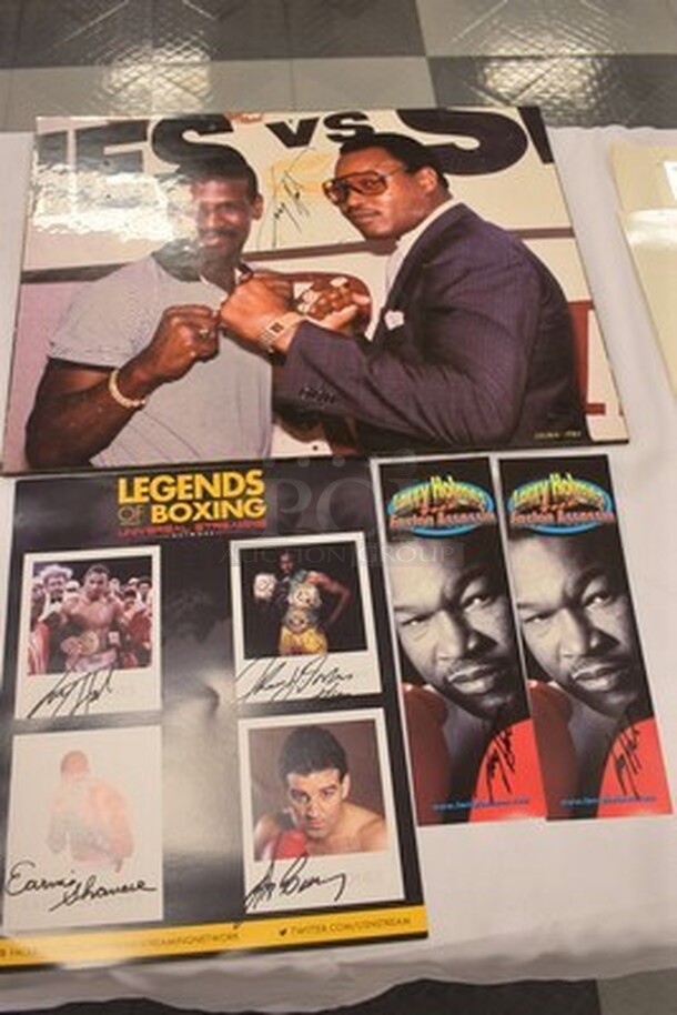 ALL IN ONE MONEY! 5 Autographed Posters of Larry Holmes, Thomas Hearns, Earnie Shavers, and Gerry Cooney! Big Poster 20x1x16