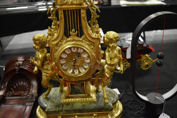 AMAZING! Quartz Gold Colored Clock! 13x8x23 - Image 4 of 7