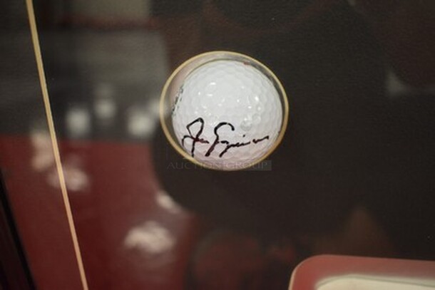 Framed Picture of Jack Nicklaus and Mickey Mantle! Comes With Signed Golf Balls by Jack Nicklaus and Mickey Mantle, Jack Nicklaus's Glove, and Mickey Mantle's Golf Bag Tag. 29x1x35. - Image 5 of 11