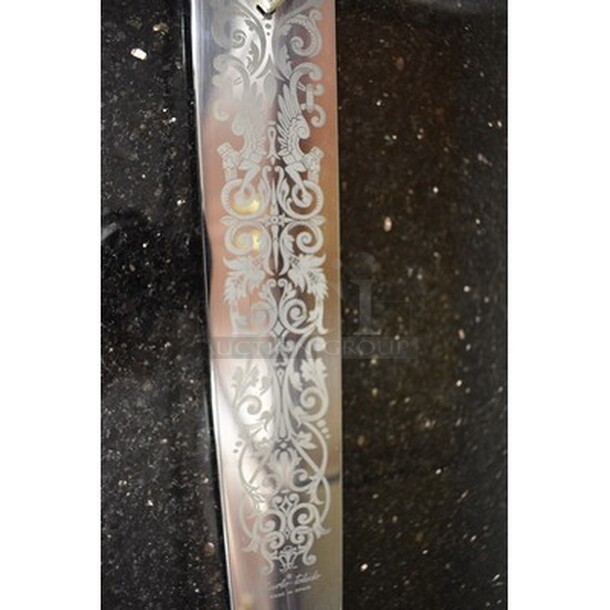 AMAZING! King Solomon Sword Silver by Marto-Toledo. Judaic symbols: Star of David , Lions of Judea and the Ark of the Covenant. Stainless Steel Blade with Judaic Etchings, 24K Gold Medallions. Ancient Judaic Sword. 47x1x9. - Image 6 of 7