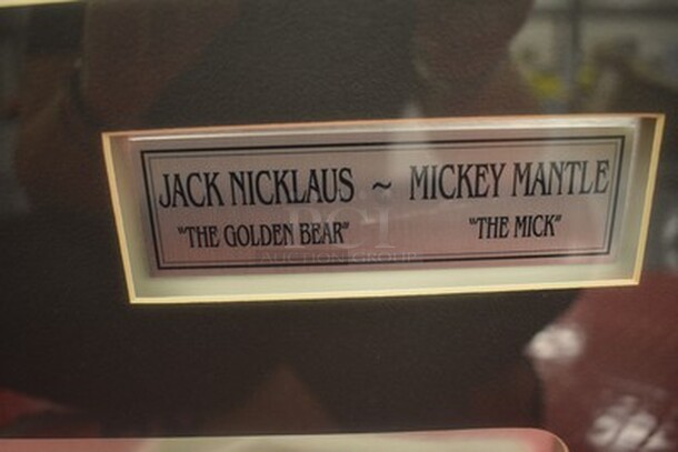 Framed Picture of Jack Nicklaus and Mickey Mantle! Comes With Signed Golf Balls by Jack Nicklaus and Mickey Mantle, Jack Nicklaus's Glove, and Mickey Mantle's Golf Bag Tag. 29x1x35. - Image 7 of 11