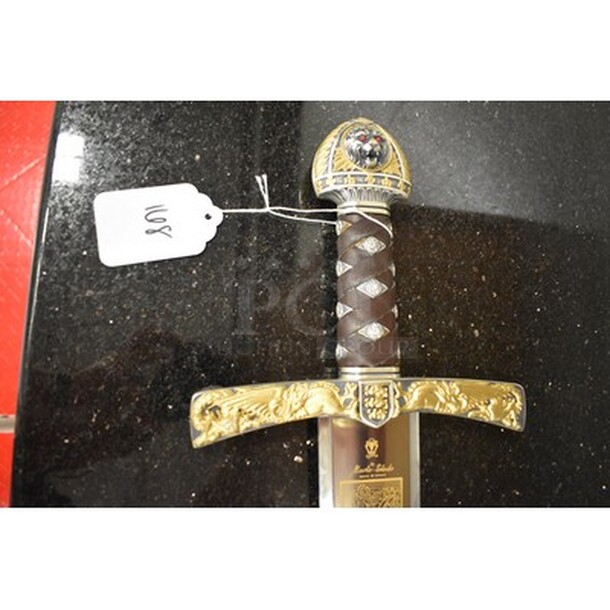 BREATHTAKING! Sword of King Richard Lionheart by Marto Toledo With Stainless Steel Blade with Engravings In 24K Gold! 38x1x8 - Image 3 of 9