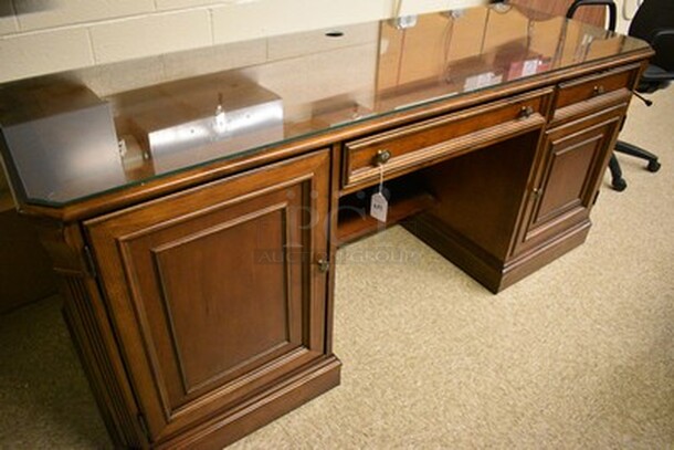 BEAUTIFUL! Custom Made Hooker Brand Desk With Printer Drawer, Note Card Organizer, and Built In Outlets, USB, Internet Hookups. 72x24x31. - Image 2 of 12