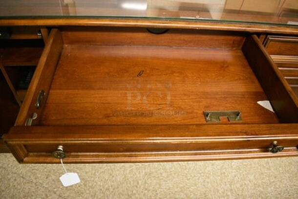 BEAUTIFUL! Custom Made Hooker Brand Desk With Printer Drawer, Note Card Organizer, and Built In Outlets, USB, Internet Hookups. 72x24x31. - Image 5 of 12