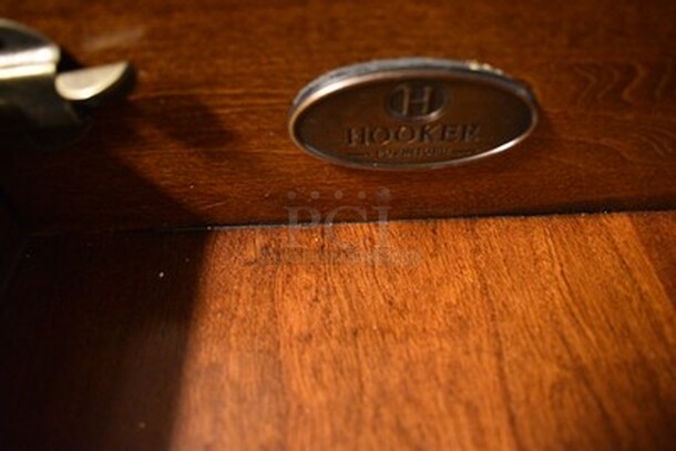 BEAUTIFUL! Custom Made Hooker Brand Desk With Printer Drawer, Note Card Organizer, and Built In Outlets, USB, Internet Hookups. 72x24x31. - Image 6 of 12