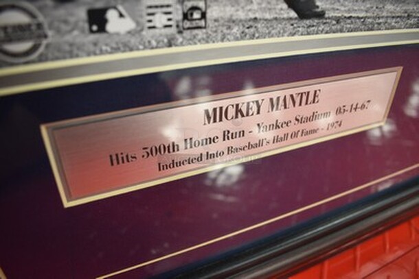 Mickey Mantle 500th Home Run Picture, Signed Mickey Mantle Picture, and Picture of Mickey Mantle and William Harridge. Comes with Certificate of Authenticity for Signature. 34x1x22 - Image 4 of 11