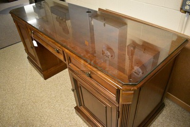 BEAUTIFUL! Custom Made Hooker Brand Desk With Printer Drawer, Note Card Organizer, and Built In Outlets, USB, Internet Hookups. 72x24x31. - Image 9 of 12