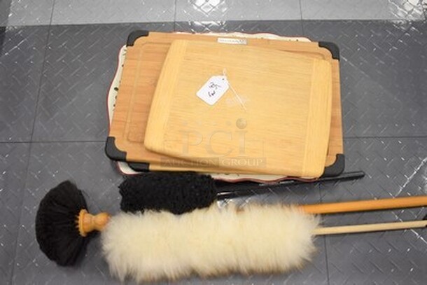 ALL IN ONE MONEY! Includes 3 Wooden Cutting Boards, Platter and Natural Wool Duster! - Image 1 of 5