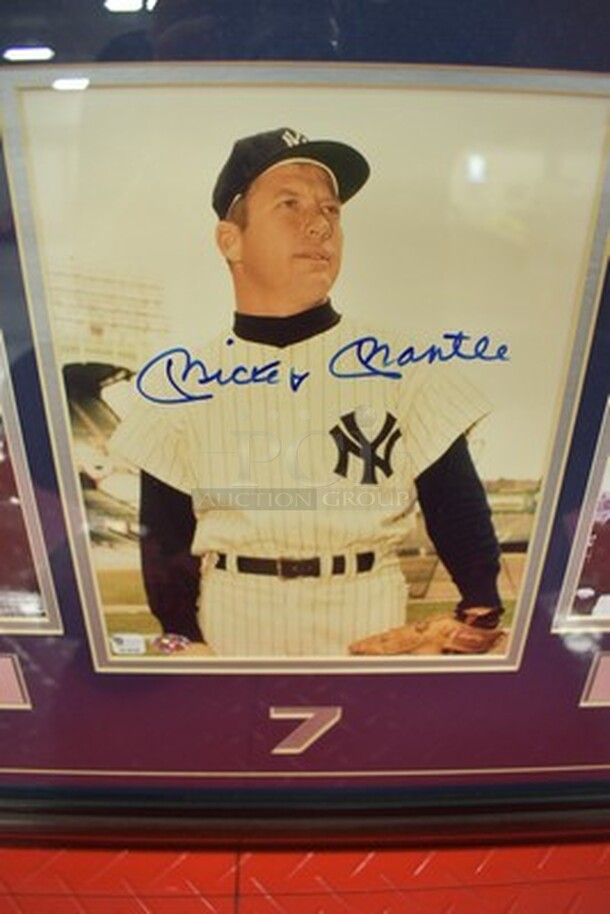 Mickey Mantle 500th Home Run Picture, Signed Mickey Mantle Picture, and Picture of Mickey Mantle and William Harridge. Comes with Certificate of Authenticity for Signature. 34x1x22 - Image 5 of 11