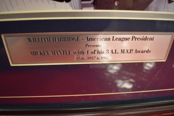 Mickey Mantle 500th Home Run Picture, Signed Mickey Mantle Picture, and Picture of Mickey Mantle and William Harridge. Comes with Certificate of Authenticity for Signature. 34x1x22 - Image 8 of 11