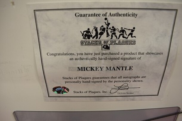 Mickey Mantle 500th Home Run Picture, Signed Mickey Mantle Picture, and Picture of Mickey Mantle and William Harridge. Comes with Certificate of Authenticity for Signature. 34x1x22 - Image 9 of 11