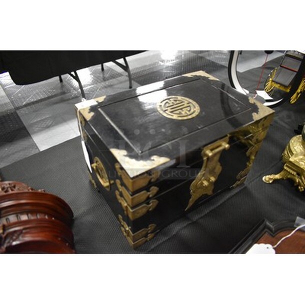BEAUTIFUL! Black and Brass Colored Jewelry Box. 12x8x8. - Image 2 of 6