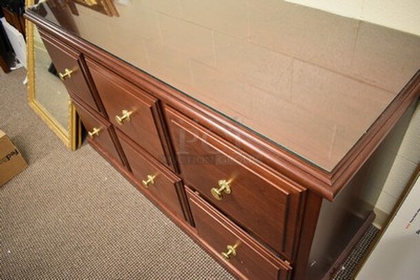 Wooden Drawer With Glass Top. 54x31x33 - Image 2 of 7
