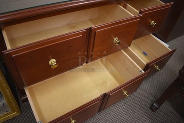 Wooden Drawer With Glass Top. 54x31x33 - Image 5 of 7