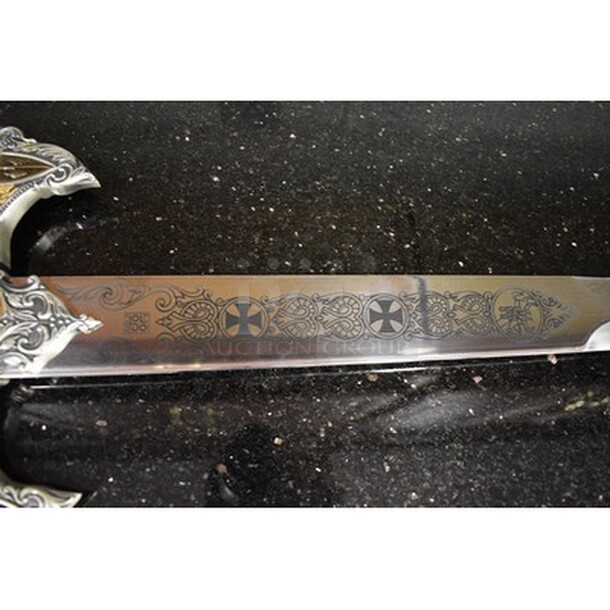AWESOME! Knights Templar Sword Silver Beautiful Silver Sword of Templar Order. Symbols of Knights Templar-Templar Cross and Seal. 46x1x9 - Image 3 of 9